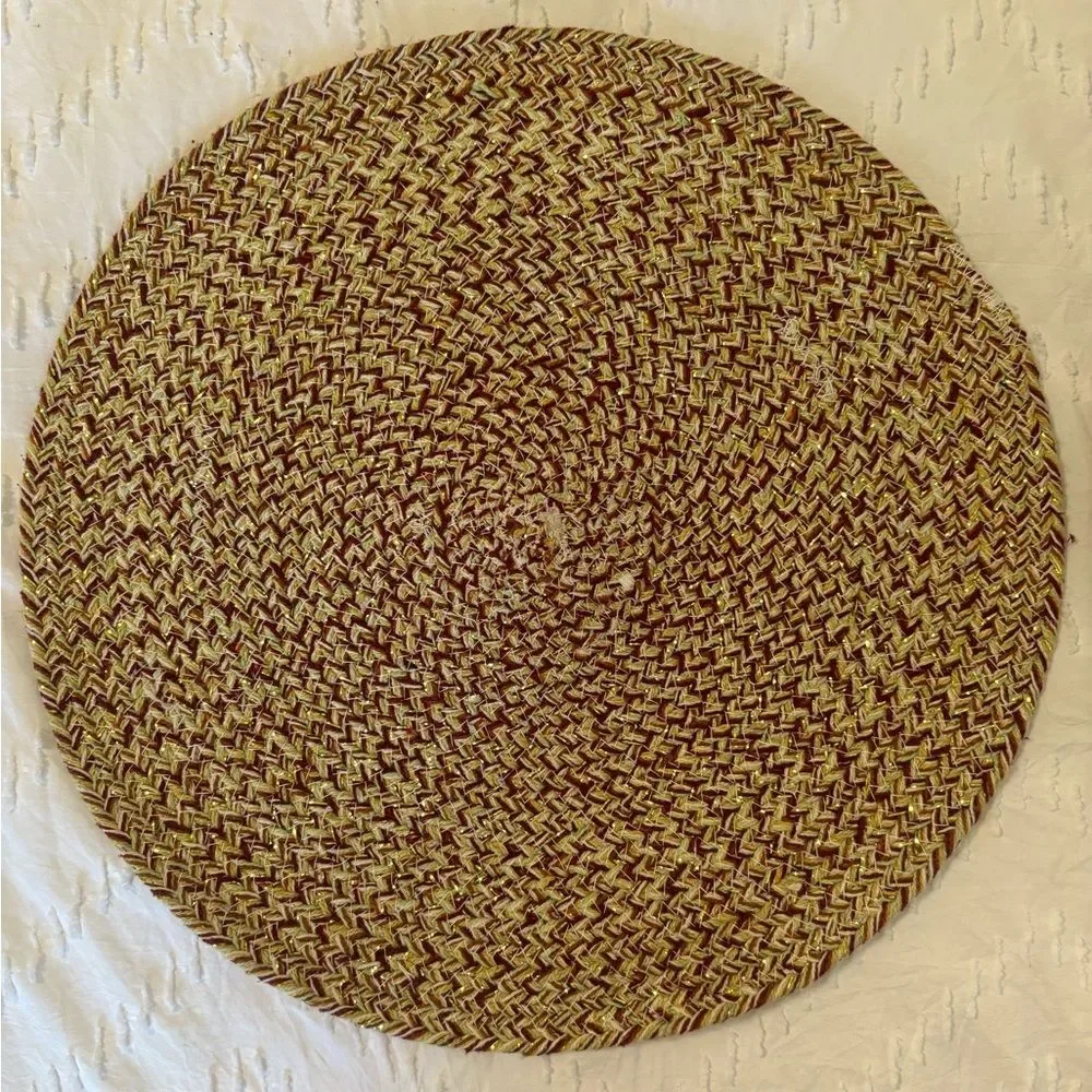 Set of 4 Placemats by Naturally, Danny Seo Cotton Metallic Yarn Round 15” Autumn